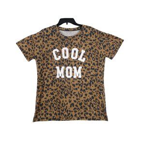 Cool Mom Leopard Print Short Sleeve Graphic Tee‎ Size - XL